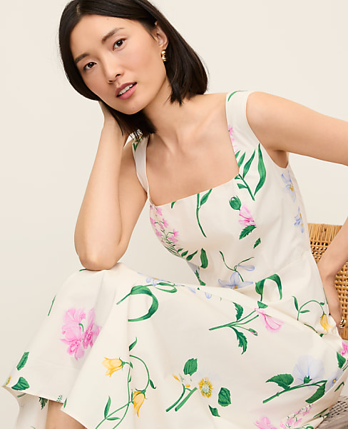 Petite Floral Flare Midi Dress
