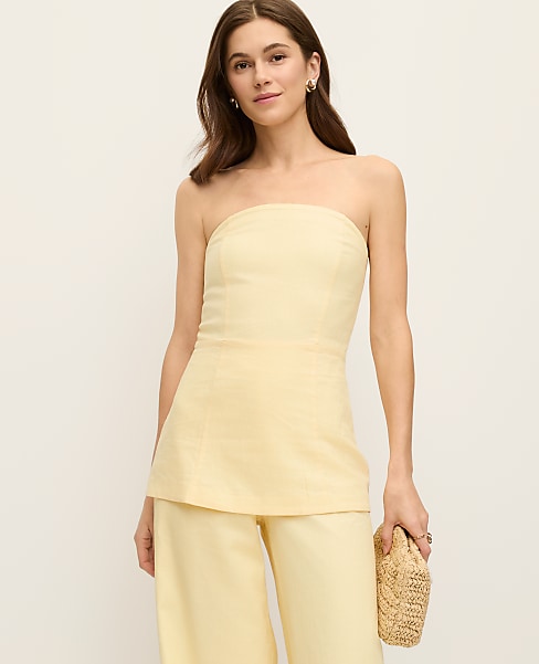 Strapless Linen Blend Tunic Top - Sun Soaked