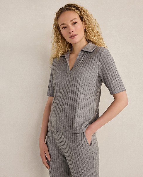 Haven Well Within Wide Rib Knit Johnny Collar Top