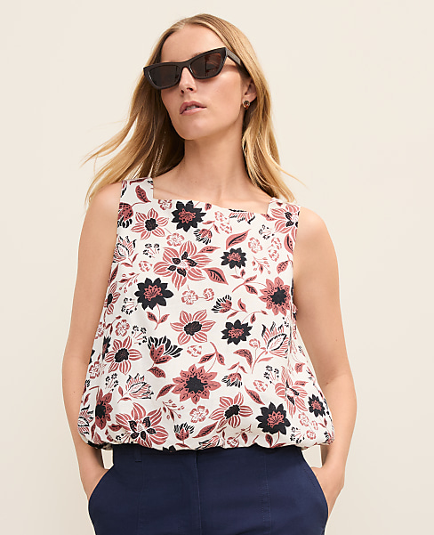 Weekend Floral Tank Top in Linen Blend