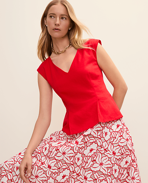 Petite Peplum Top in Satin