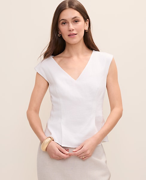 Petite Peplum Top in Satin