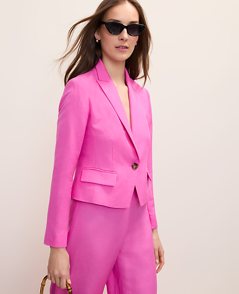 The Petite Modern Newbury Blazer in Linen Blend