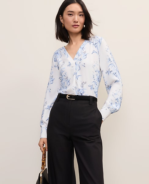 Petite Floral Pleat Front Top