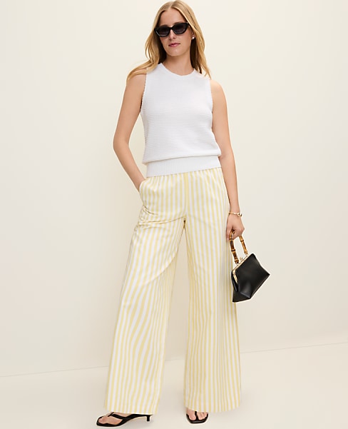 Petite Weekend Striped Easy Palazzo Pant