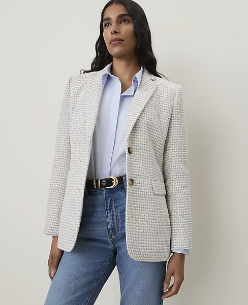 Ann Taylor The Greenwich Blazer Tweed Light Women's
