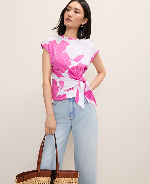 Petite Floral Tie Waist Tee