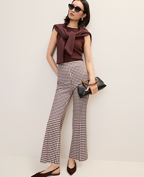 The Tall Side Zip Flare Pant in Gingham