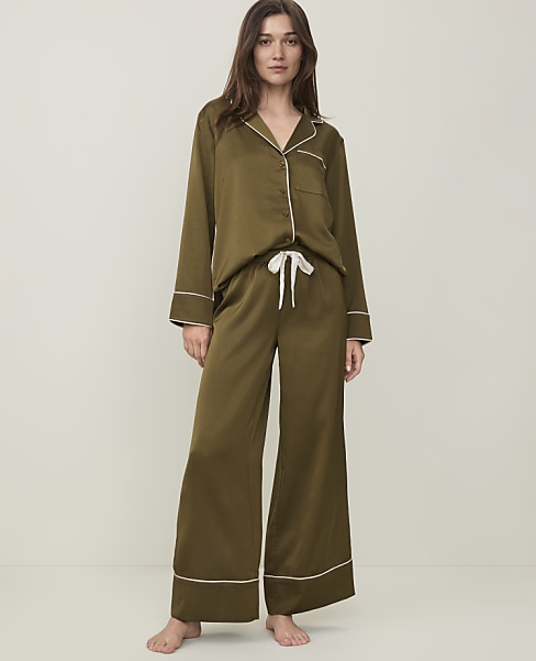 Satin Wide-Leg Pajama Set