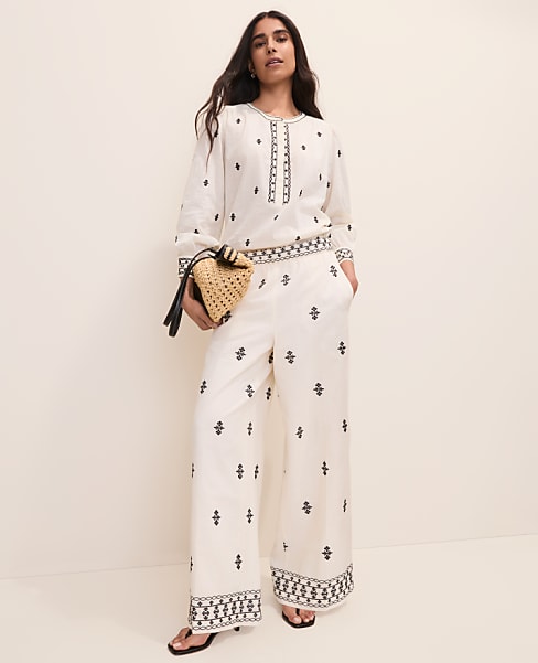 The Petite Embroidered Easy Palazzo Pant
