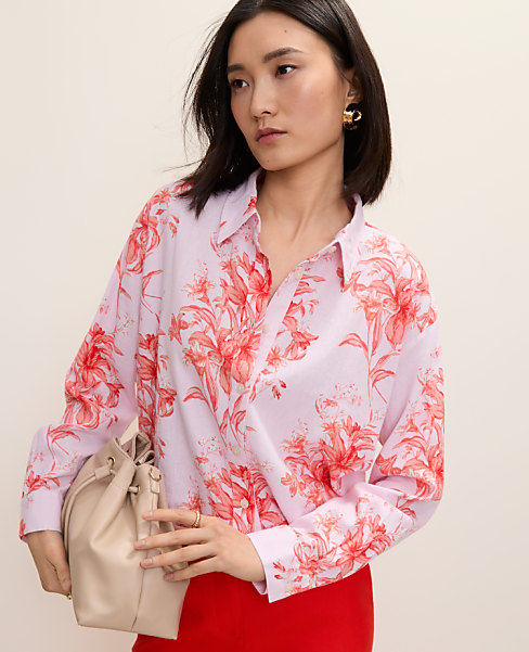 Floral Linen Button Down Shirt