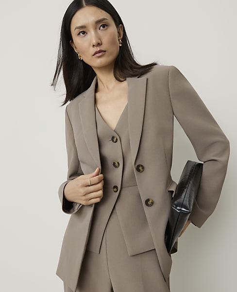 Ann Taylor The Greenwich Blazer Textured Crepe Pebble Path Women's