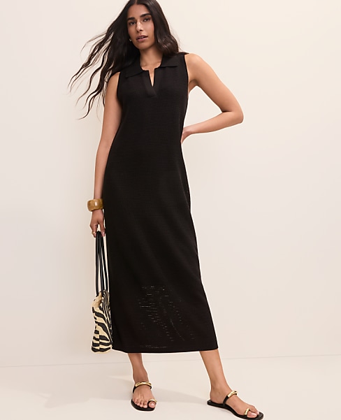 Petite Collared Halter Sweater Dress