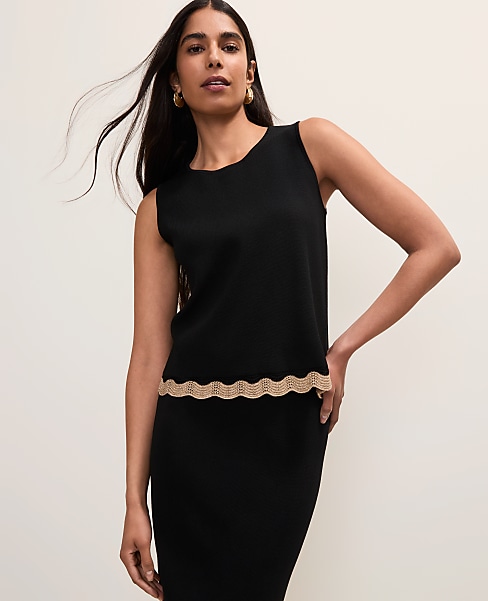 Petite Metallic Trim Sweater Shell