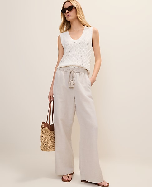 Petite Weekend Easy Fit Wide-Leg Pant in Linen Blend