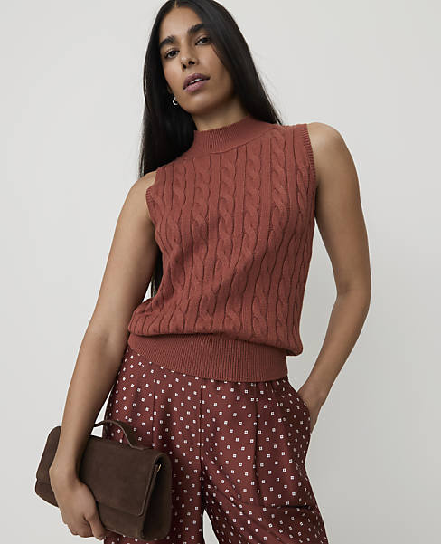 Cable Mock Neck Shell