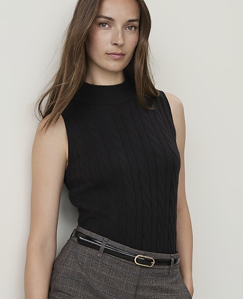 Cable Mock Neck Shell
