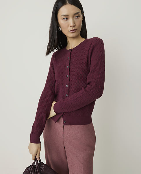 Cable Crew Neck Cardigan