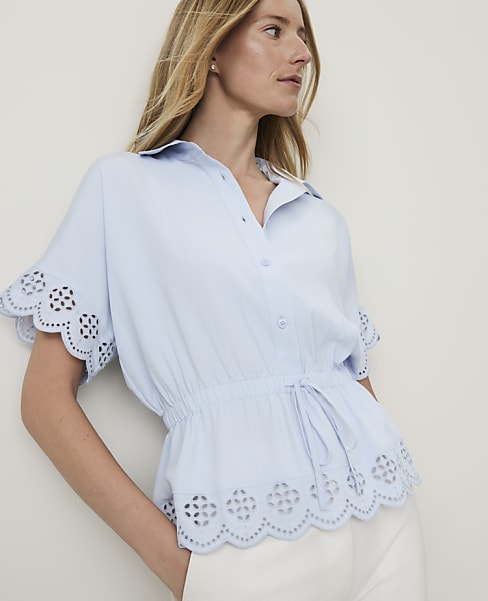Weekend Eyelet Tie Waist Blouse