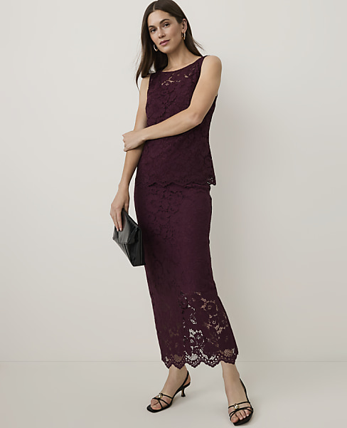 Column Lace Midi Skirt