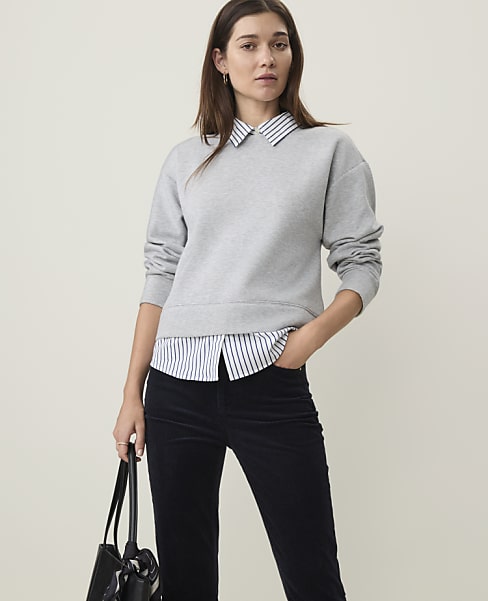 Weekend Collared Mixed Media Sweatshirt