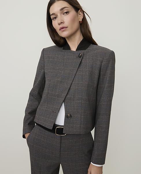 The Petite Cropped Blazer in Plaid