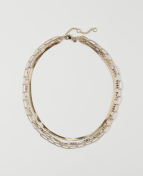 Ann Taylor Layered Mix Chain Necklace Goldtone Women's
