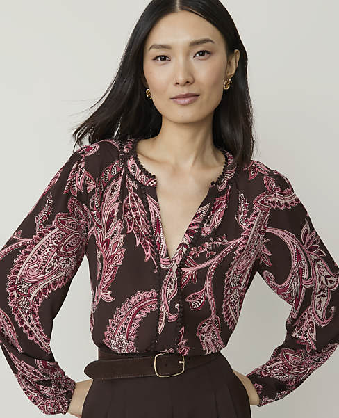 Paisley Bobble Trim Blouse