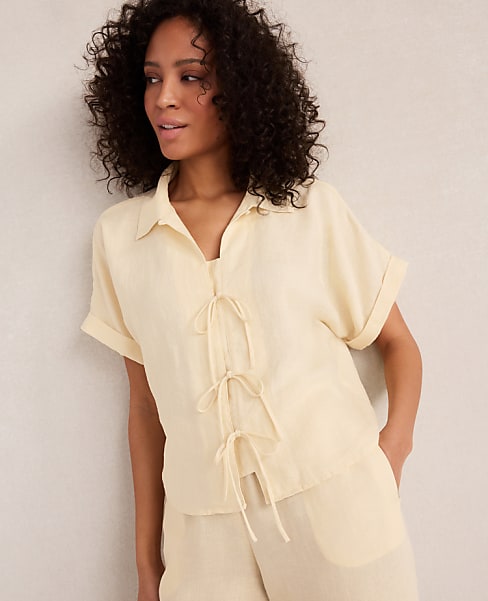 Haven Well Within Linen Tie-Front Top