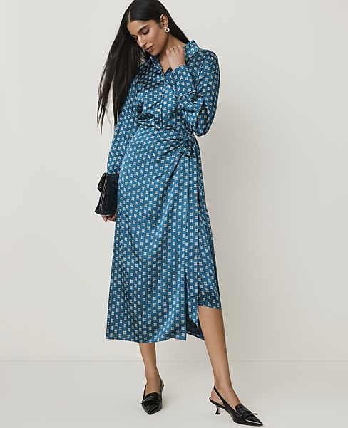 Collared Wrap Midi Dress