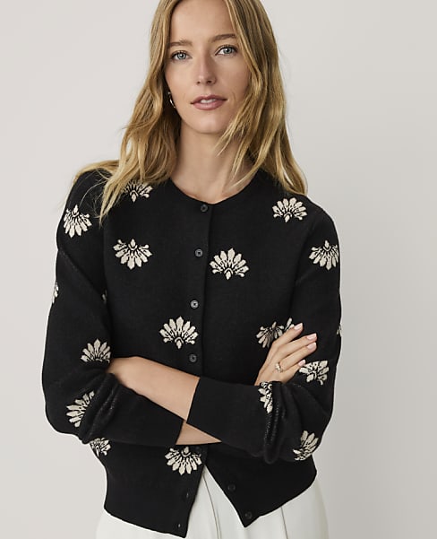 Metallic Jacquard Ann Cardigan