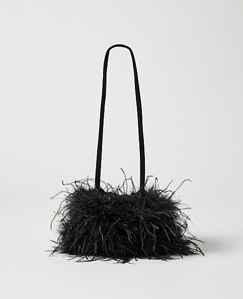 Ann Taylor Feather Clutch Handbag Black Women's