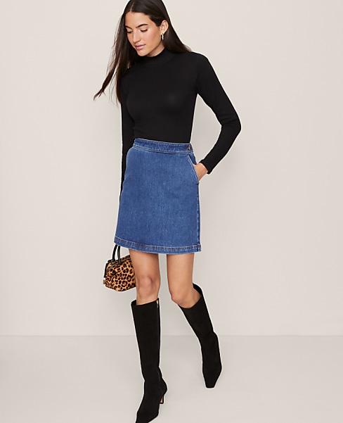 Weekend Button Waist Denim Skirt - Classic Indigo Wash