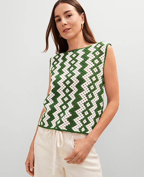 Petite Geo Crochet Sweater Shell