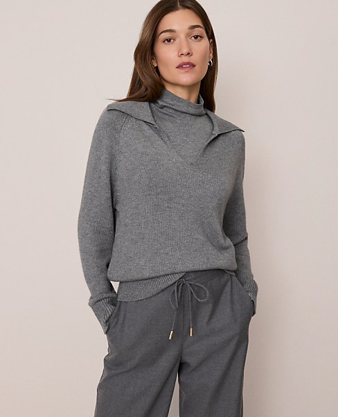 Weekend Layered Mock Neck Sweater