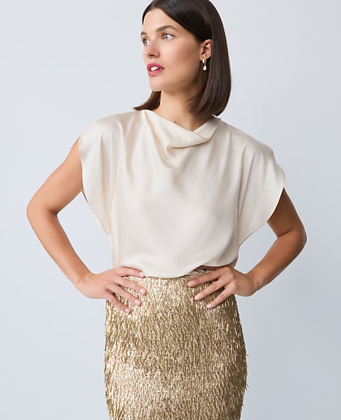 Draped Satin Blouse