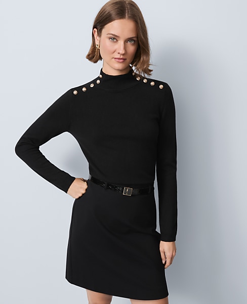 Button Mock Neck Sweater