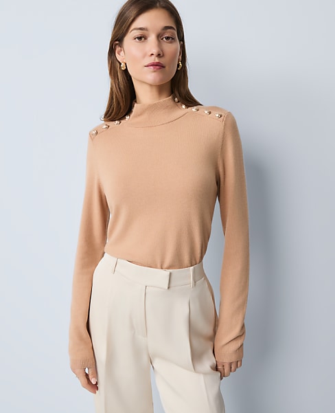 Button Mock Neck Sweater