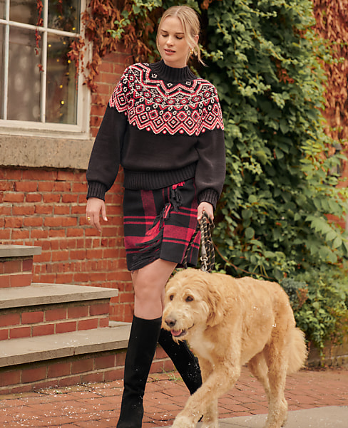 Weekend Plaid Wrap Effect Skirt