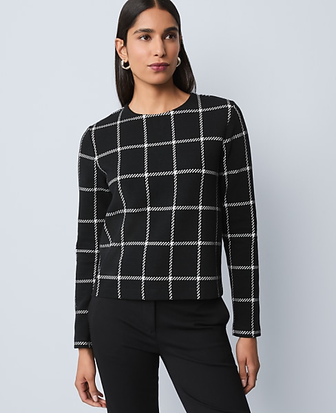 Windowpane Knit Top