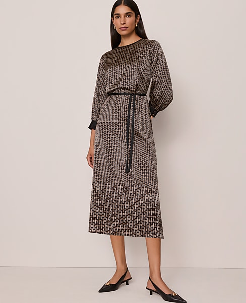 Petite Chain Link Print Midi Dress