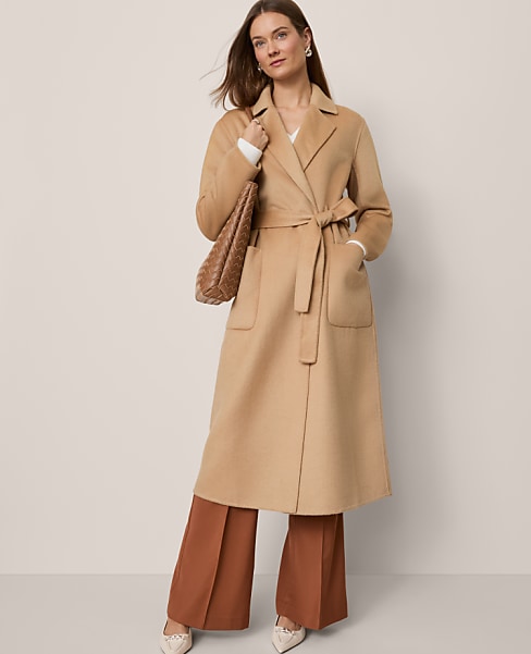 Petite Belted Notch Collar Coat