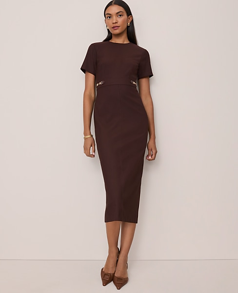 Petite Horsebit Midi Sheath Dress