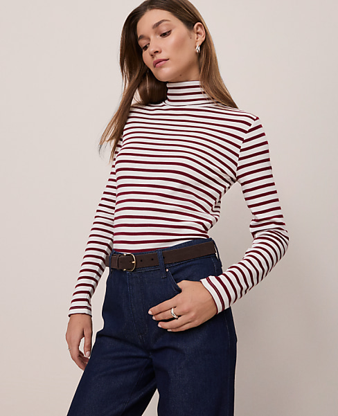 Weekend Striped Turtleneck Top