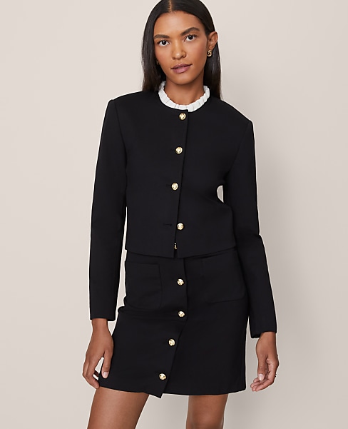 The Petite Crew Neck Jacket in Ponte
