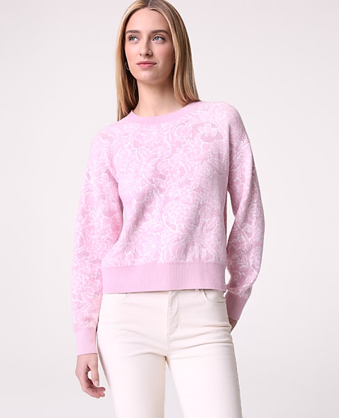Weekend Floral Jacquard Crew Neck Sweater