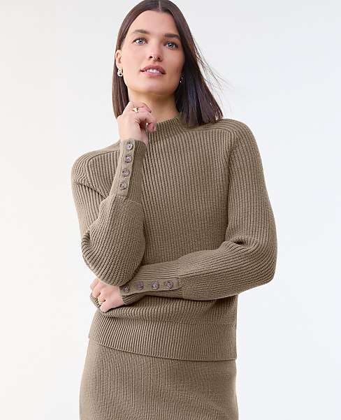 Ribbed Button Sweater