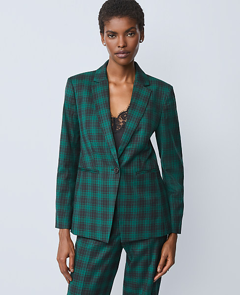 The Notched Single Button Blazer in Plaid