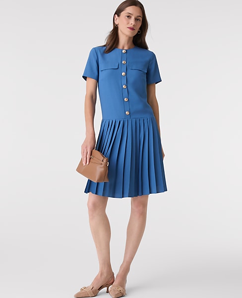 Petite Pleated Shift Dress