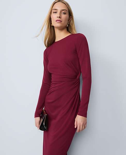Petite Crew Neck Twist Sheath Dress